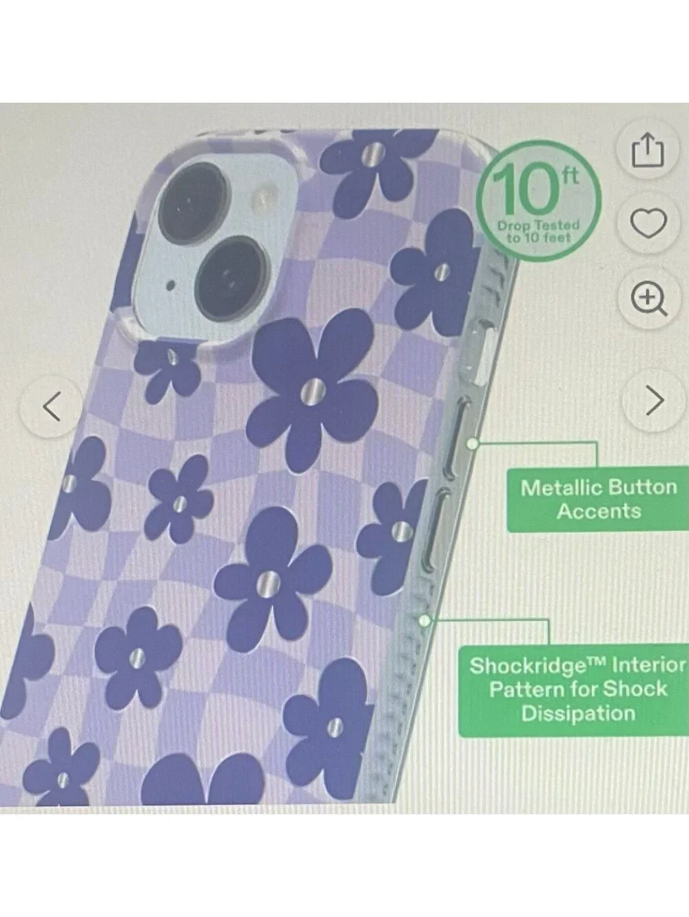 Onn Case for iPhone 16e/15/14/13 Purple Checkered Floral